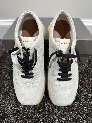 Marni Grey Suede Square Tag Logo Patch Low Too Sneakers | eBay