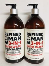 2 Bottles Eucalyptus  Pine 3-in-1 Rapid Invigorating Wash for Men 33 fl oz Each