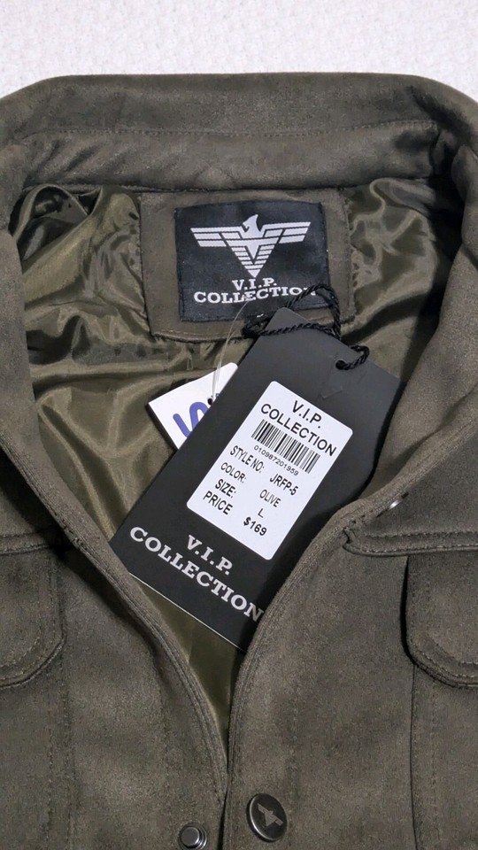 Men's Vip Collection Green Double Pocket Trucker Aviator Jacket-Large ...