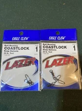 2 Packs Eagle Claw Ball Bearing Coastlock Snap Swivel Size 1 26 Lb. Test