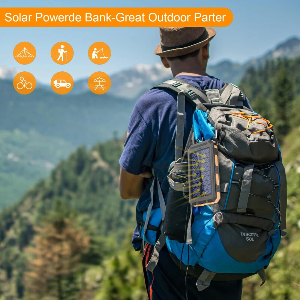 Solar Power Bank 10000mAh – Portable Solar Charger with Dual USB for Phones & Devices