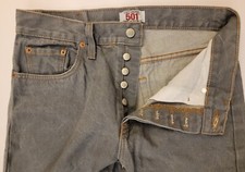 Vtg Levis Mens Jeans Sz 32x32 501 Gray Distressed Denim USA Made Button Fly 5252