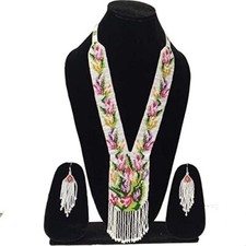 Handmade Seed Bead Necklace American Style Necklace Boho Beaded Necklace Earring