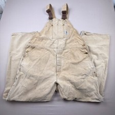 Carhartt Bibs R01 BRN Double Knee Bib Workwear VTG Overalls Brown 44 x 32 USA