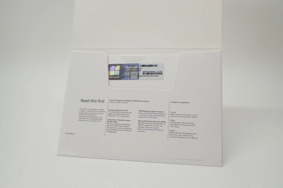 Kit DVD estándar Microsoft Windows Server 2022 24 núcleos + LICENCIA DE PRODUCTO 1PK Foto 2 de 4