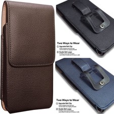 Vertical Flip Leather Holster Pouch Case Cover For Samsung S24 S22 Ultra Plus 5G
