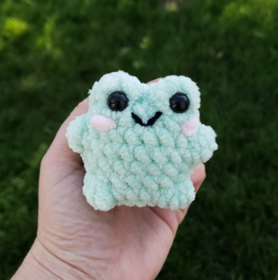 Frog Chunk Plush Handmade Crochet Mini Plushie Stuffed Animal Toy