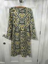 Zara Vert Jaune Floral Gathered Seam Moyenne Dress Bloggers TV Small VGC