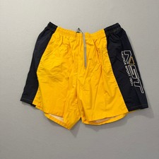 Vintage Nautica Sport Tech Swim Trunk Shorts Men's Large Yellow Blue 90s Lined