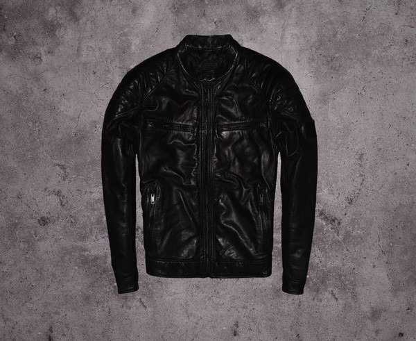 Men Strellson Bomber Black Leather 38