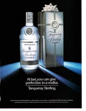 1990s Tanqueray Sterling Vodka Holiday Magazine Ad, Framable Wall Art