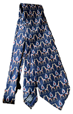 Beaufort Krawattenhalter 100% Seide Krawatte Giraffe Paisley dunkelblau 9 cm Made Italy