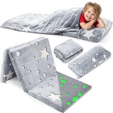 Toddler Nap Mat with Removable Pillow and Blanket, Foldable Floor Mattress fo...