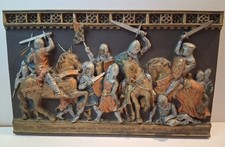 Vintage Marcus Designs Mediaeval Knights Battle Scene Plaster Wall Plaque