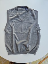 Vintage Sweater Vest Italian Merino Wool Made In Italy Grey Men's L