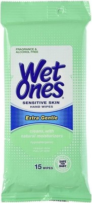 Wet Ones Hand & Face Wipes, Sensitive Skin, Extra Gentle, Travel Pack 15 Each...