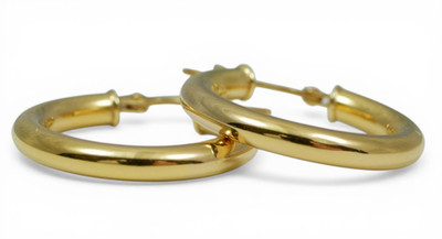 Italian Solid 9ct Yellow Gold Set of 20mm Hoop Earrings Pair Hoops 2.5mm Tube