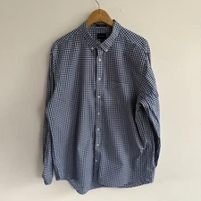 Gant Broadcloth Gingham Shirt Mens 2XL XXL Blue White Check Regular Fit