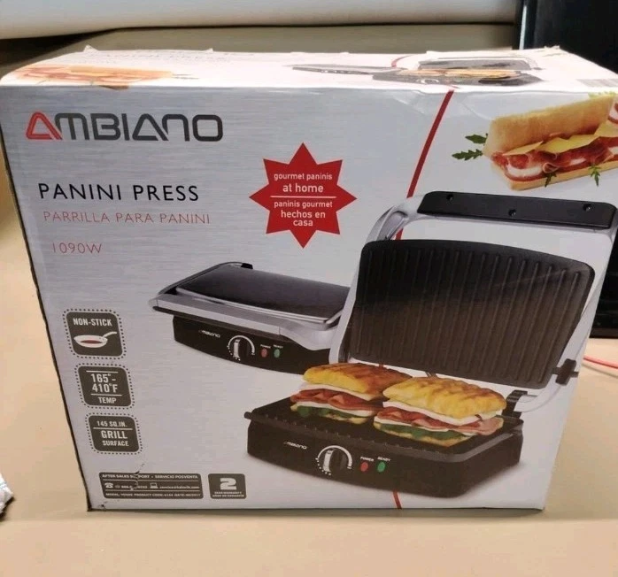 Ambiano Panini Press Grill Nonstick Electric Sandwich Maker Non Stick Plate New