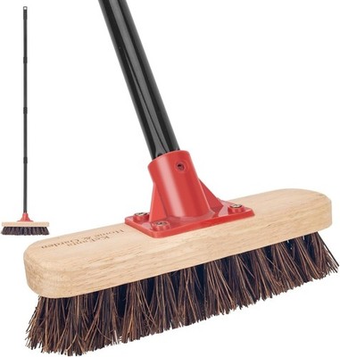 Deck Brush with Long Handle, 52'' Palmyra Bristle Scrub Broom for Boat, Wood 
