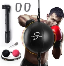 Double End Boxing Bag for Training - Boxing Reflex Ball Headband and Pump MMA