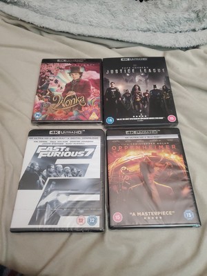 Lot Of 4 New 4k UHD Blu Ray Films - Oppenheimer / Wonka / Justice League / FAF7