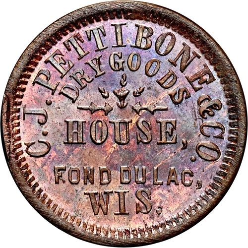 Fond du Lac Wisconsin Civil War Token Pettibone & Co R7 NGC MS64 Ex Hetrich