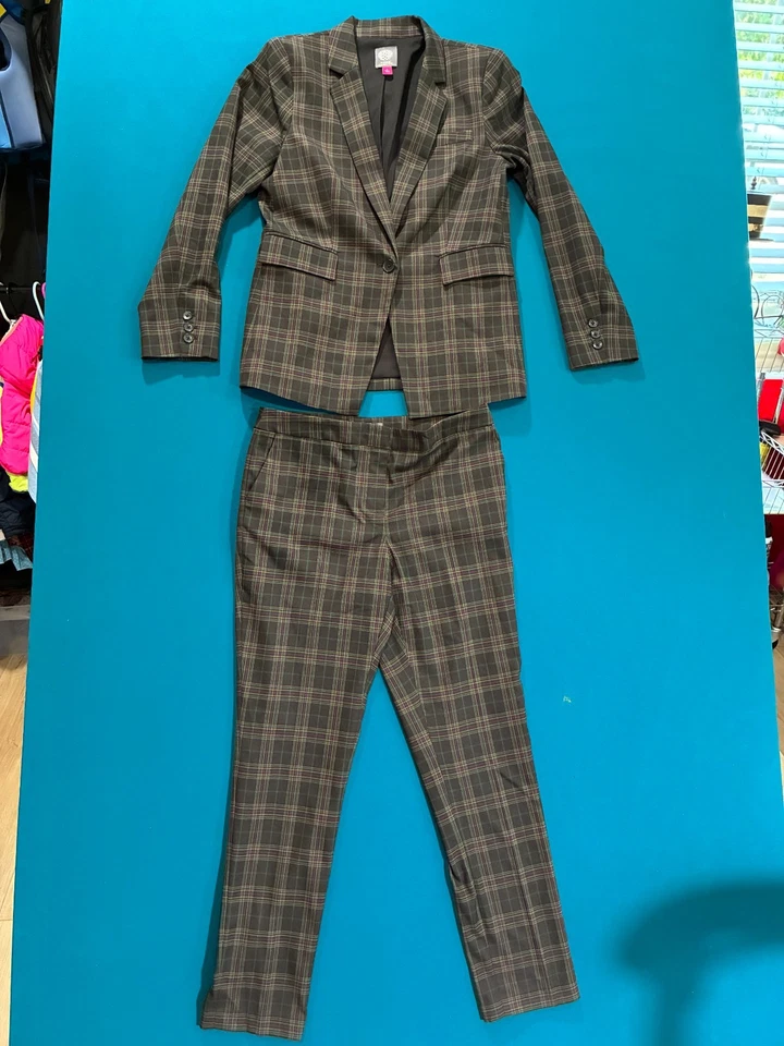 Blazer y pantalón Vince Camuto para mujer Glen a cuadros talla 6 talla 4 Foto 2 de 4