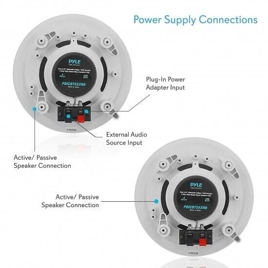 Altavoces de pared de techo Bluetooth dobles de 5,25’’, par de altavoces para el hogar de montaje empotrado bidireccional Foto 3 de 4