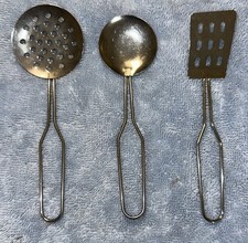Lot of 3 METAL Play SERVING COOKING UTENSILS Pretend Play Kids Toy Kitchen