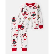 NEW 8 Carter's Kids Unisex Christmas Santa Milk  Cookies Cotton 2PC Pajamas