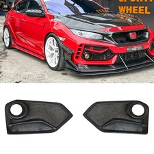 Fog Lamps Lights Trim Covers For 2017up Honda 10th Civic Fk8 Type-r Js Style Frp