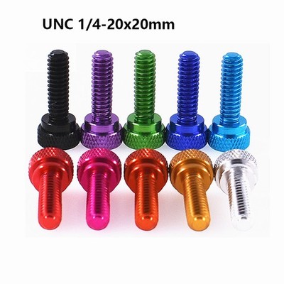 UNC 1/4-20 Knurled Thumb Screws Aluminum Hand Grip Knob Bolts For PC Case Camera