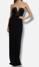 Halston Women's Black/Red Ila Embellished Strapless Gown Dress Size 0