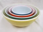 Pyrex Primary Colors Set of 4 Glass Nesting Mixing Bowls 401 402 403 404 Vintage