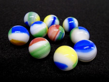 VINTAGE 10 MARBLE KING 3 COLOR "RAINBOW" MARBLE GROUP EX. CONDITION