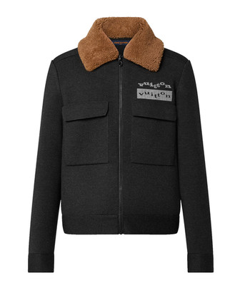 Louis Vuitton Strickblouson mit Lammfell College Bomber Jacket Blouson Unisex S
