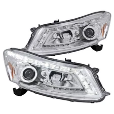 Fits 2008-2012 Honda Accord 4Dr Sedan Led Strip Halo Projector Headlights Lamps
