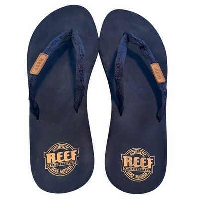 Reef Ginger Navy Blue Flip Flop Sandals Womens Size 10 Textile Strap Surf Sandal