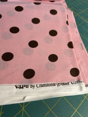 Vtg 1990s Cranston Select Pink Brown Polka Dot Cotton Fabric Quilt 1 1/2 Y F68
