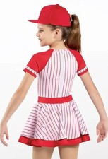 Weissman Dance "Centerfield 12641" Striped dance dress Red Hat IC 7/8 Costume