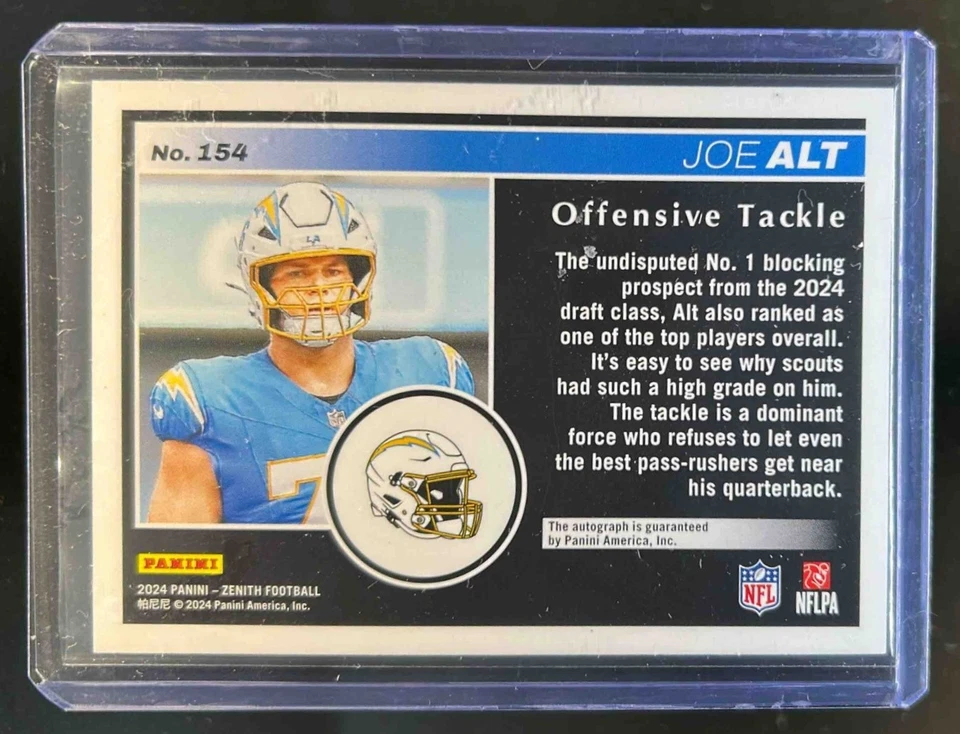 2024 Panini Zenith Joe Alt Rookies Red Zone Auto RC Rookie #78/99 Chargers - Image 2 of 2