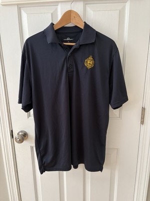 US Naval Academy Scientia Tridens Embroidered Polo Shirt Navy Men L Performance