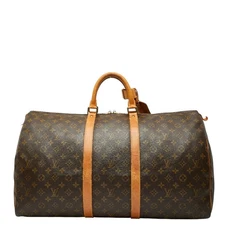 Louis Vuitton Monogram Keepall 55 Boston Bag Travel Bag M41424 Brown PVC