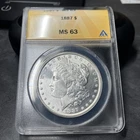 1887 (P) ANACS Morgan Silver Dollar MS63 Rattler Alligator Eye VAM 12 Top 100