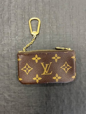 Louis Vuitton Monogram Pochette Cles Coin Case Wallet Key Ring Brown Authentic