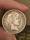 1901-S Barber 1/4 dollar, Key Date, Attractive toning,  Rare!