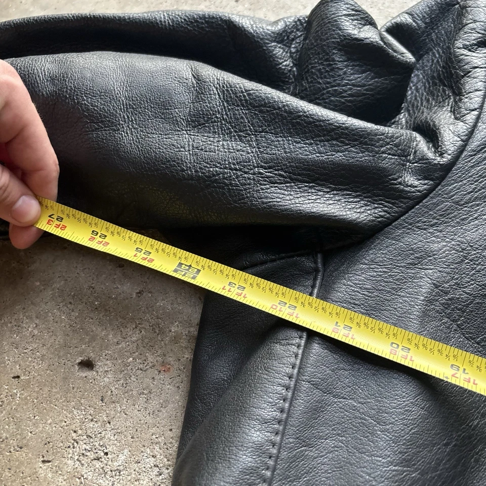 Chaqueta De Colección Excelente Cuero Genuino Motociclista Talla 46 Como Nueva Negra Años 70 Foto 3 de 4