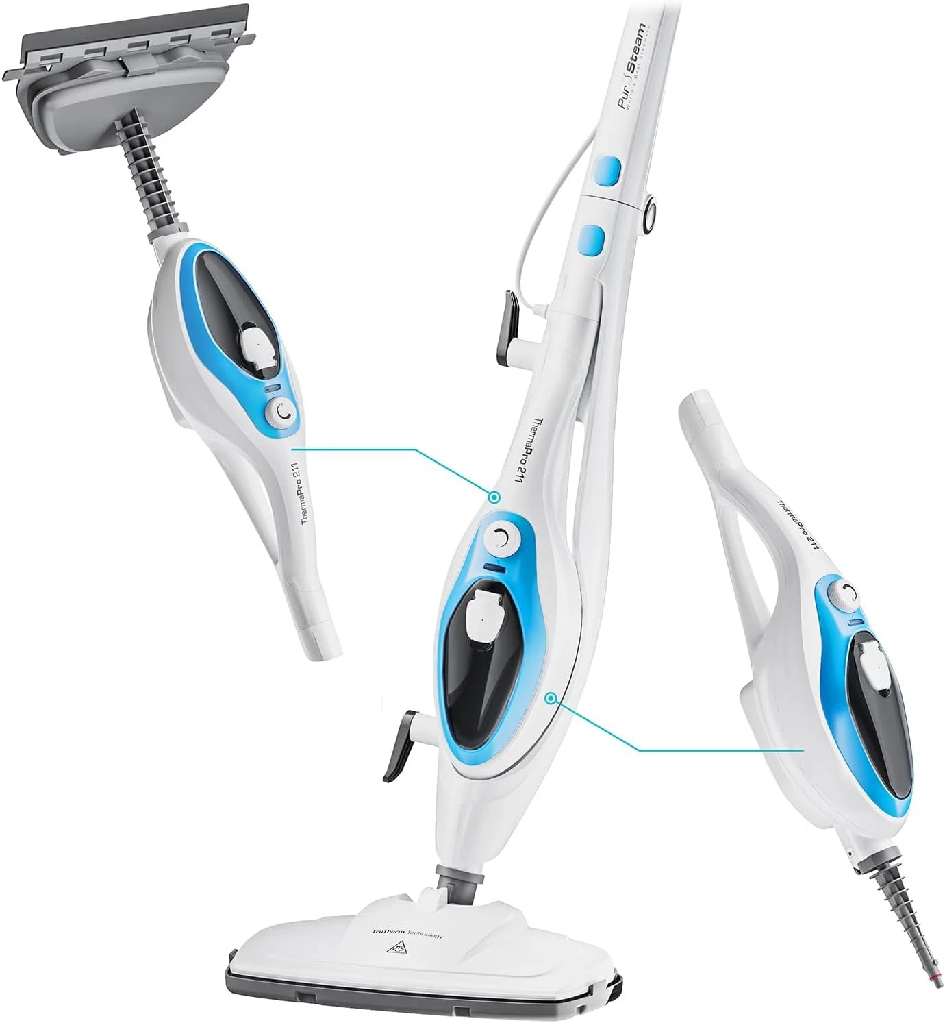 10-in-1 Steam Mop Floor Steamer W/ Detachable Handheld Steam Cleaner