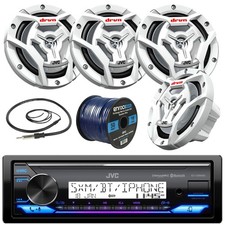 JVC KD-X38MBS Marine Receiver, 4x 300-W 6.5" Speaker, Radio Antenna, 50Ft Wire